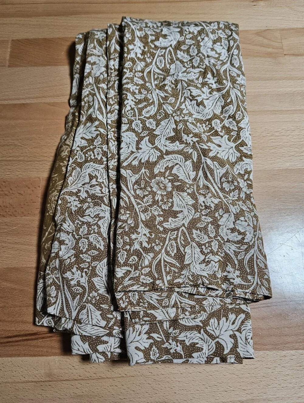 Anthropologie Brown Floral Grommet Curtain Panel